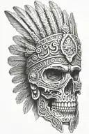 Aztec warrior skull  tattoo design idea