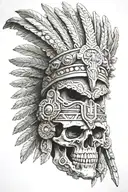 Aztec warrior skull  tattoo design idea