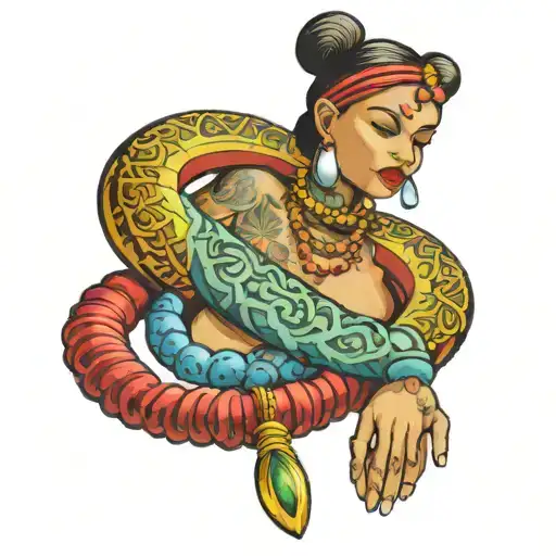 Nikki with prayer beads necklace tattoo design idea