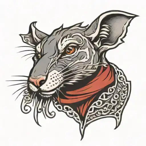 all black river rat outline that also says River Rat tattoo design idea