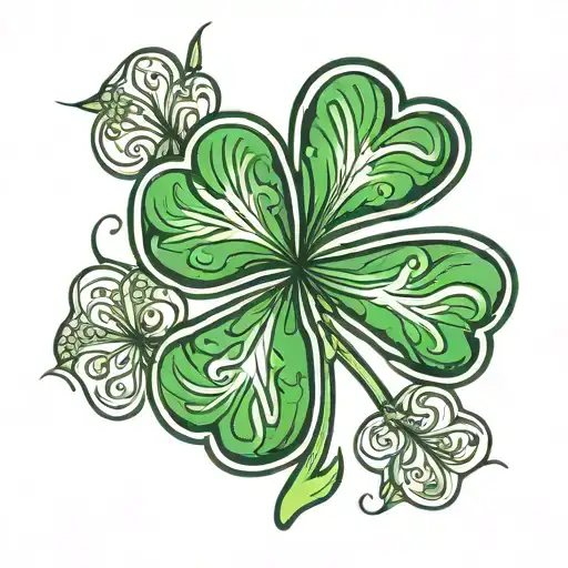 4 leaf clover leaf tattoo design idea