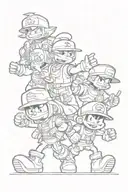  90s cartoon characters battling tattoo design idea