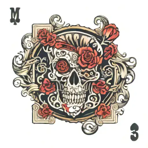 M 3 playing cards tattoo design idea