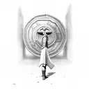 lone gladiator in an arena tattoo design idea