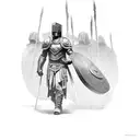 lone gladiator in an arena tattoo design idea