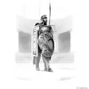 lone gladiator in an arena tattoo design idea