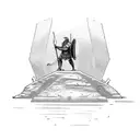 lone gladiator in an arena tattoo design idea