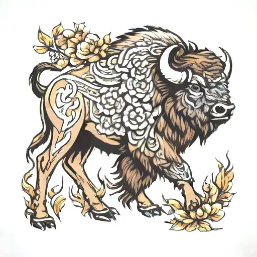 bison tattoo design idea