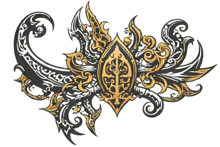 Barbados trident tattoo design idea