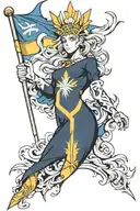 Barbados flag flying tattoo design idea