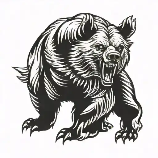 kodiac bear growling grizzly bear wearing viking tattoo design idea