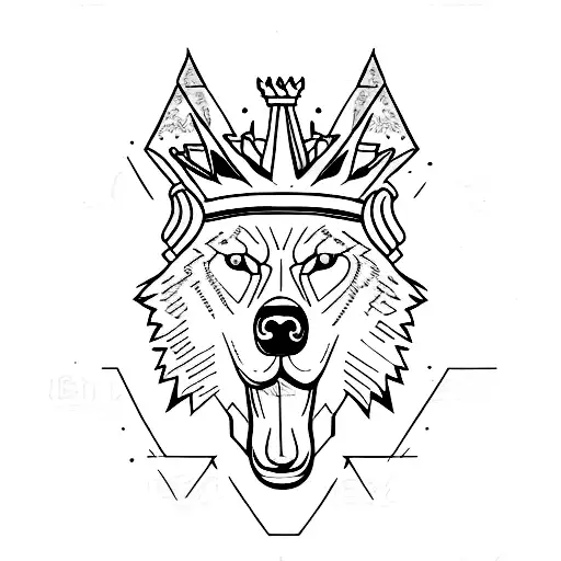 Handball player with a wolf crown tattoo design idea