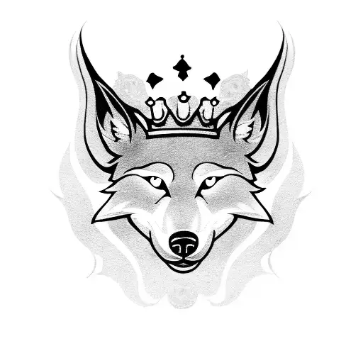 A crown made of handballs with a wolf emblem tattoo design idea