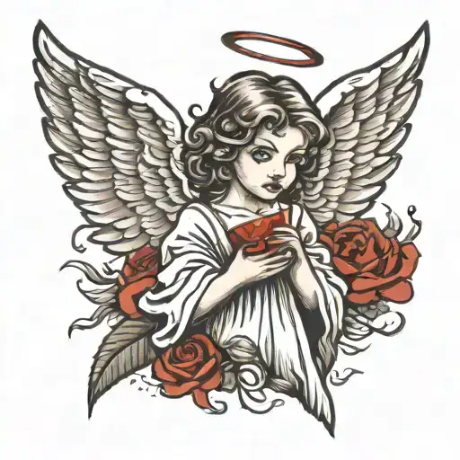 angel cry blood tattoo design idea