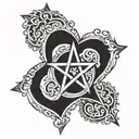 heart shaped pentagram tattoo design idea