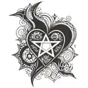 heart shaped pentagram tattoo design idea