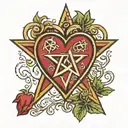 heart shaped pentagram tattoo design idea