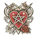heart shaped pentagram tattoo design idea