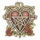 heart shaped pentagram tattoo design idea
