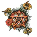 heart shaped pentagram tattoo design idea