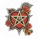 heart shaped pentagram tattoo design idea