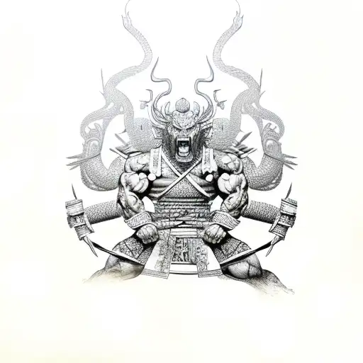 bodybuilding motivation samurai dragon  tattoo design idea
