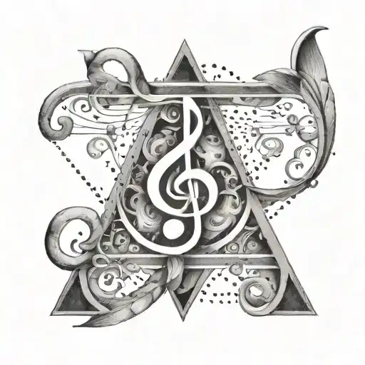 An alchemical symbol representing the union of music and philosophy tattoo design idea