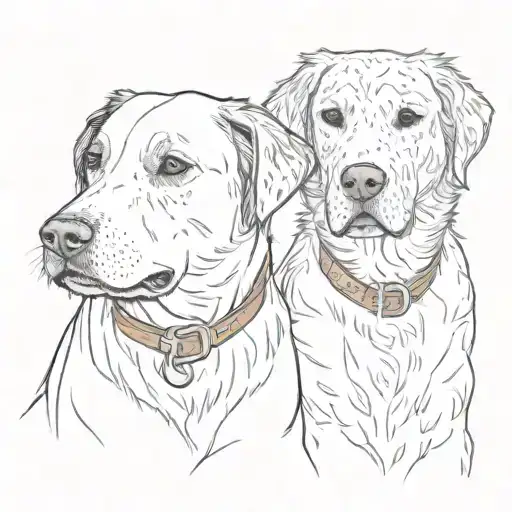Two dogs are sitting face to face tattoo design idea