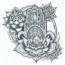 hamsa with lotus and moon   tattoo design idea