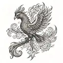 Incorporate the image of a phoenix bird into a medical symbol, representing the client's passion for both medicine and mythology tattoo design idea