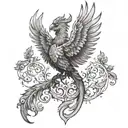 Incorporate the image of a phoenix bird into a medical symbol, representing the client's passion for both medicine and mythology tattoo design idea