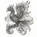 Incorporate the image of a phoenix bird into a medical symbol, representing the client's passion for both medicine and mythology tattoo design idea