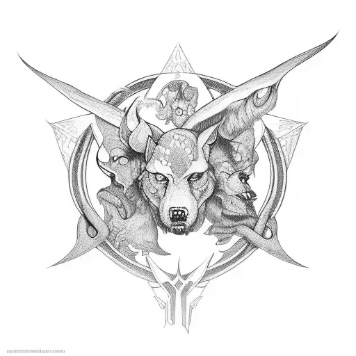 kronos teaming Cerberus  tattoo design idea