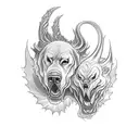kronos teaming Cerberus  tattoo design idea