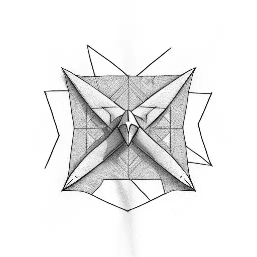 paper airplane  with a path behind it and numbers 922816 drawn into it tattoo design idea