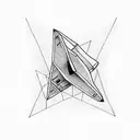 paper airplane  with a path behind it and numbers 922816 drawn into it tattoo design idea