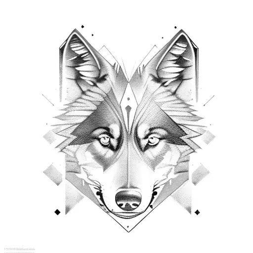 a black Wolf with broken chains tattoo design idea