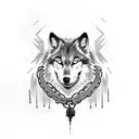 a black Wolf with broken chains tattoo design idea