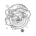 A tranquil mind floating on a cloud in a colorful sky tattoo design idea