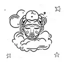 A tranquil mind floating on a cloud in a colorful sky tattoo design idea