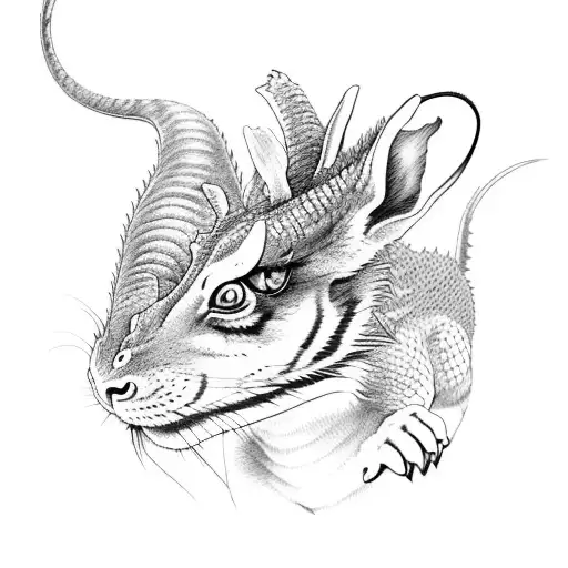 dragon tiger rat and rabbit tattoo design idea