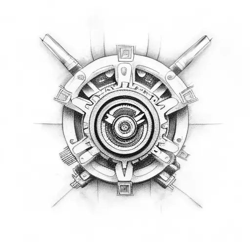 Create a tattoo featuring a sleek motorcycle engine with gears and pistons tattoo design idea