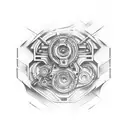 Create a tattoo featuring a sleek motorcycle engine with gears and pistons tattoo design idea