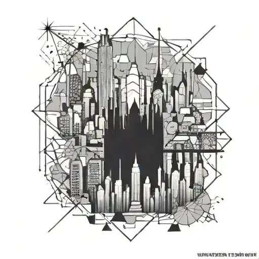 new york skyline tattoo design idea