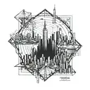 new york skyline tattoo design idea