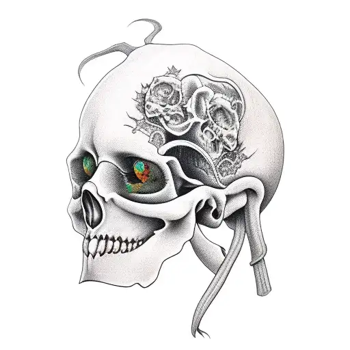 see no evil hear no evil, speak no evil skulls  tattoo design idea