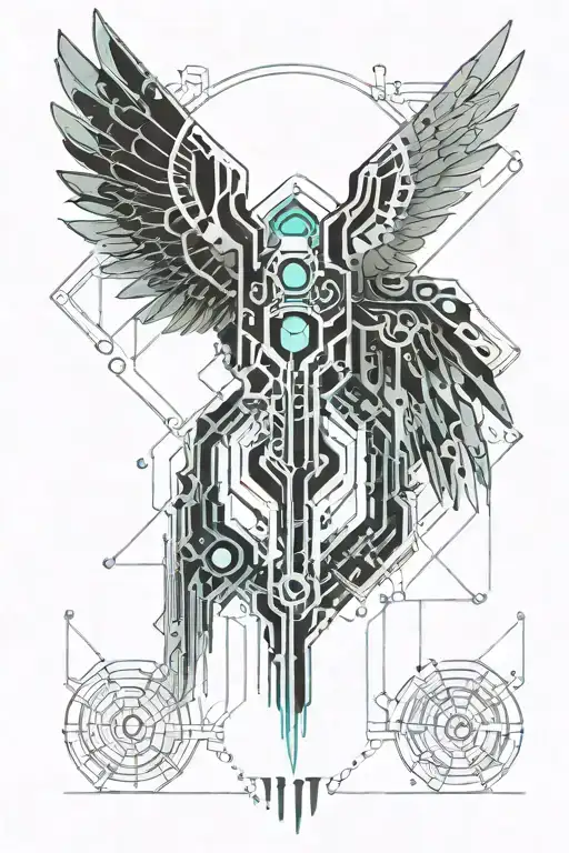 1111 incorporated into its angel wings tattoo design idea