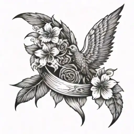 gamble snake flowers fallen angel wings tattoo design idea
