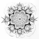 tiny grace circle with flowers tattoo design idea