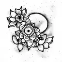 tiny grace circle with flowers tattoo design idea